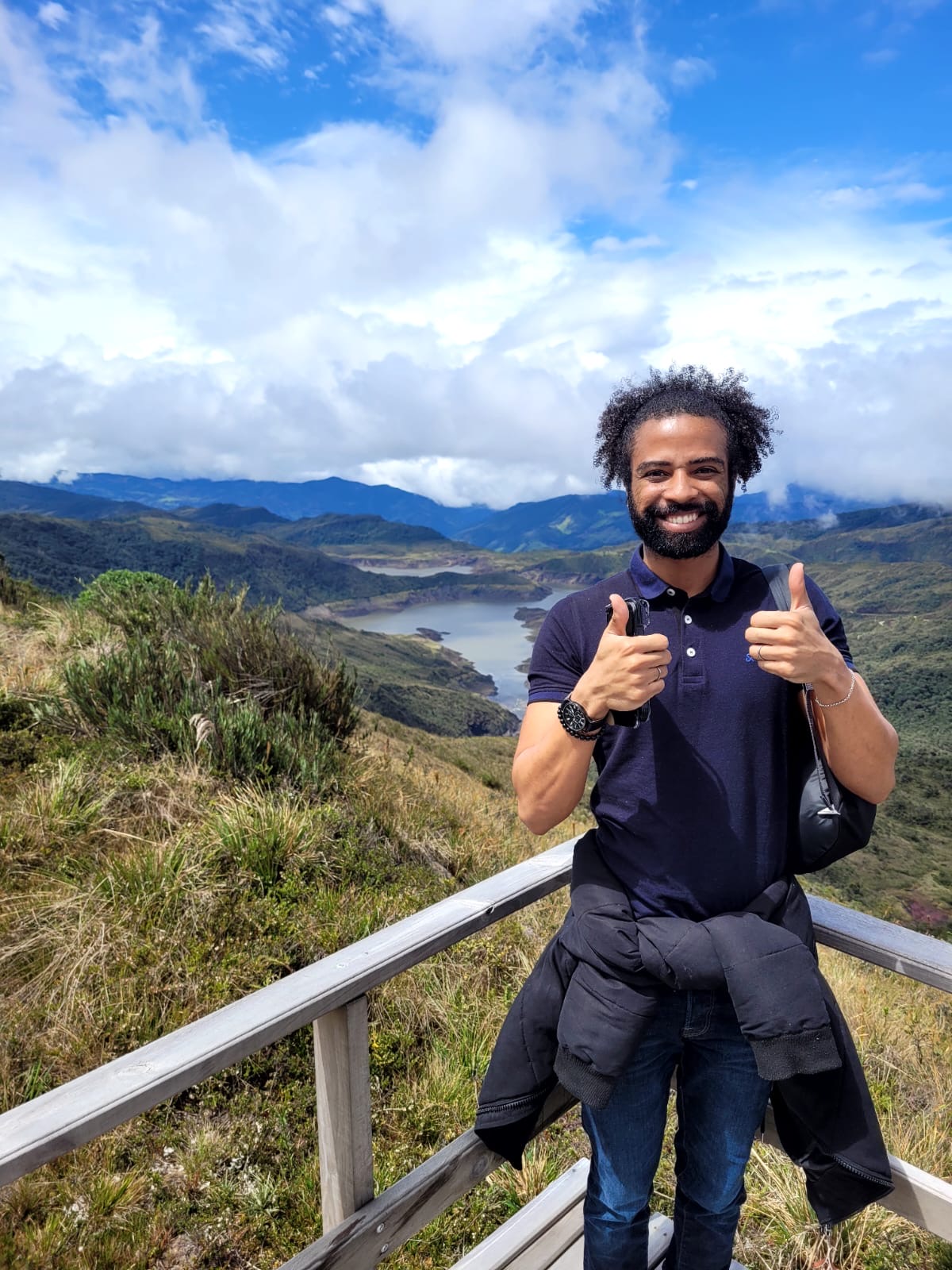 PhD Student Luiz Henrique Da Silva Correa in a field in Columbia.