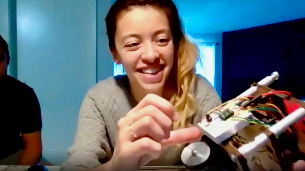 Jenny Bonham demonstrating robot