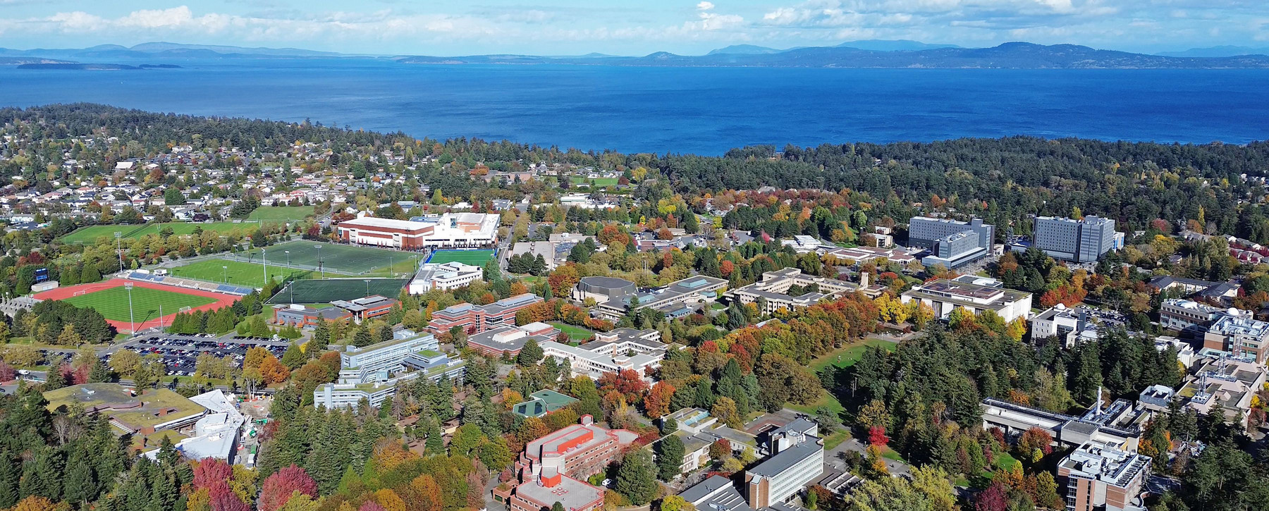 Birds eye view of UVic campus