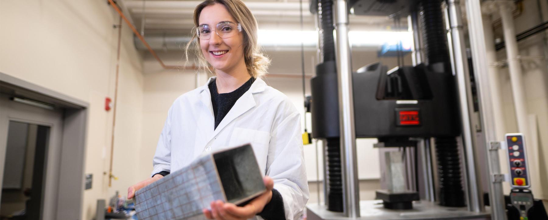 female student in engineering lab