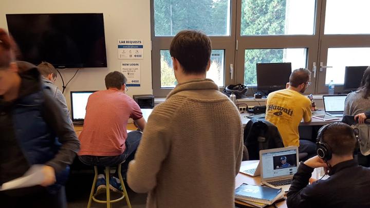 group of students in computer lab