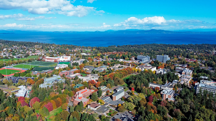 An aerial view of campus