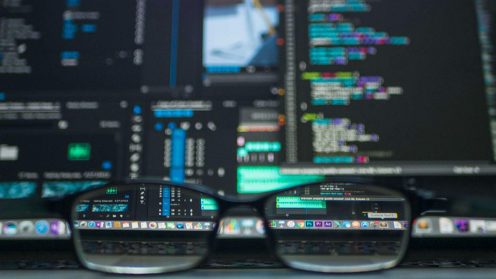 Computer screen and glasses