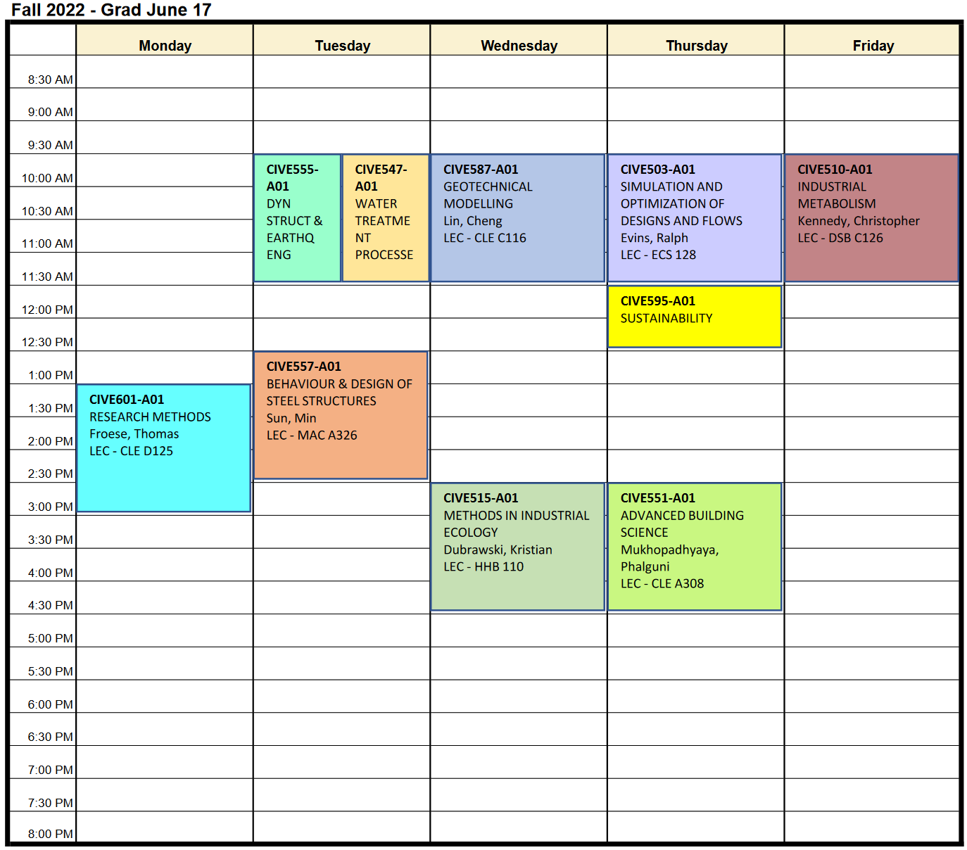 Program Schedule - University of Victoria