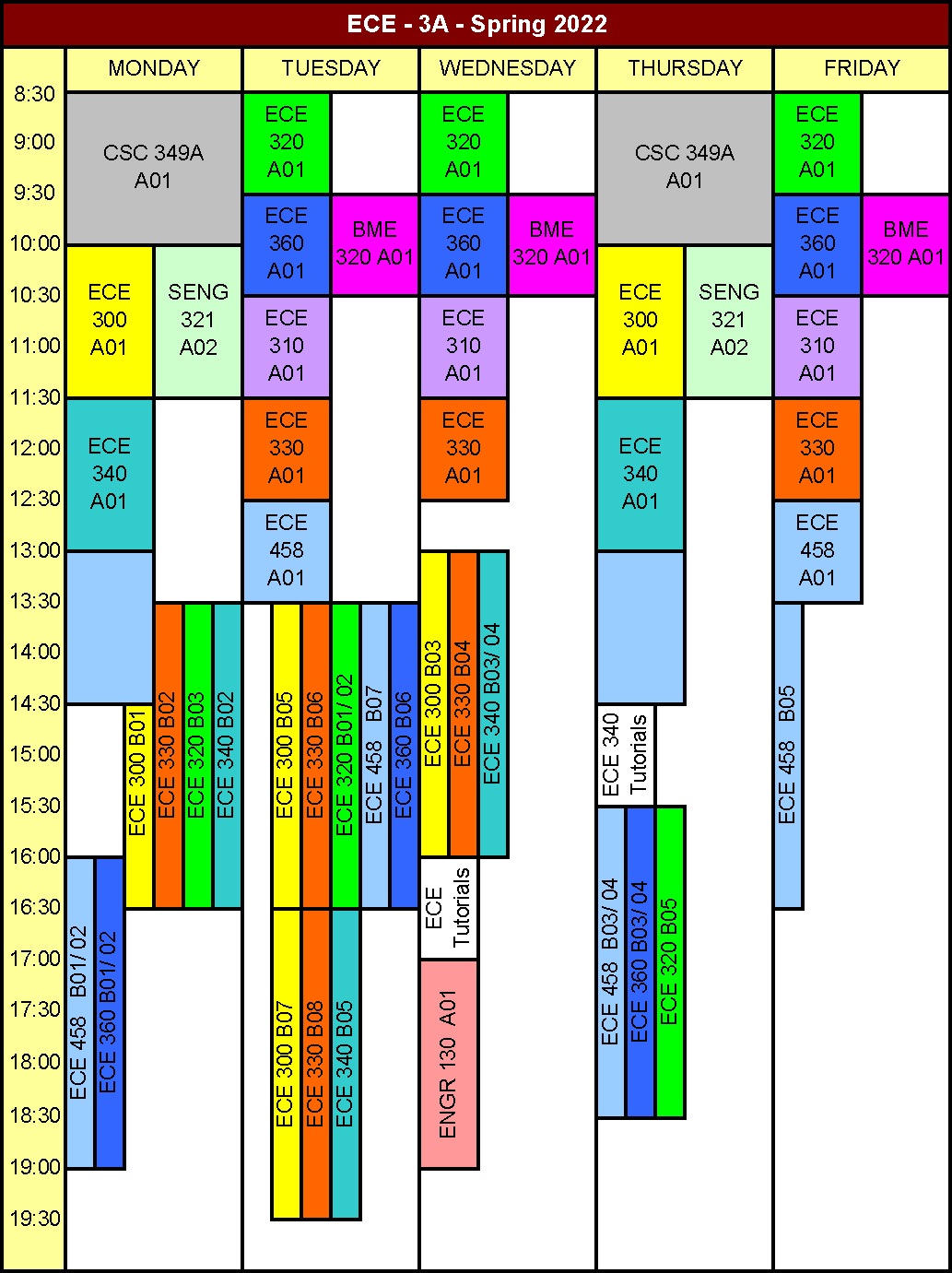 Spring 2022 3A Term Timetable