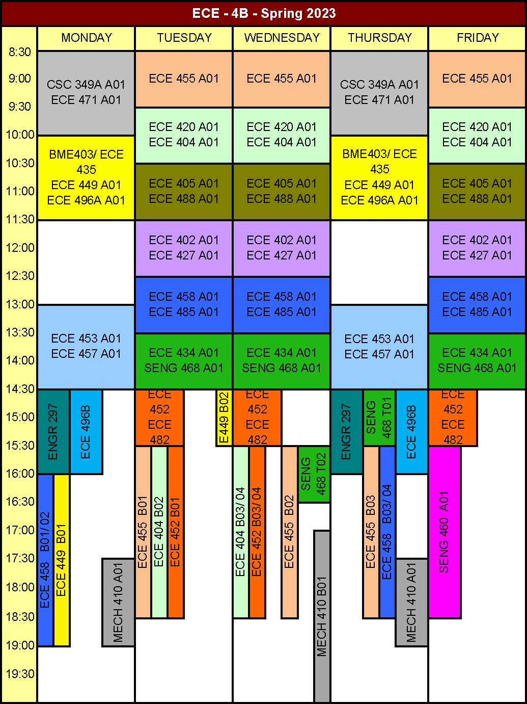 Spring 2023 4B Term Timetable