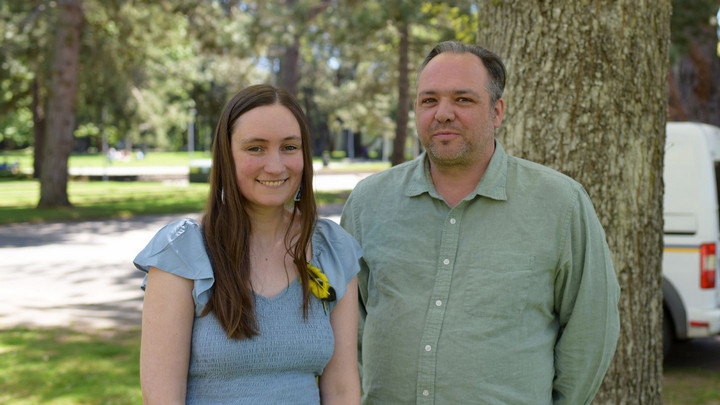 Wiigwaas Carmen Craig and Jean-Paul Restoule are pictured together outside the MacLaurin Building.