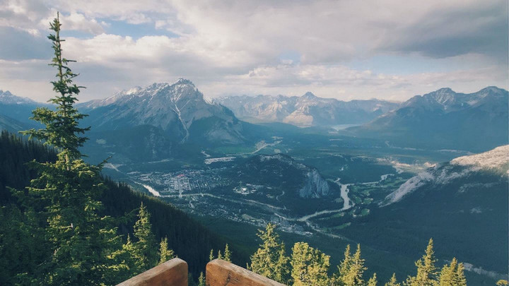 A scenic landscape nature photo from the Cranbrook region looking toward town, during the summer season.