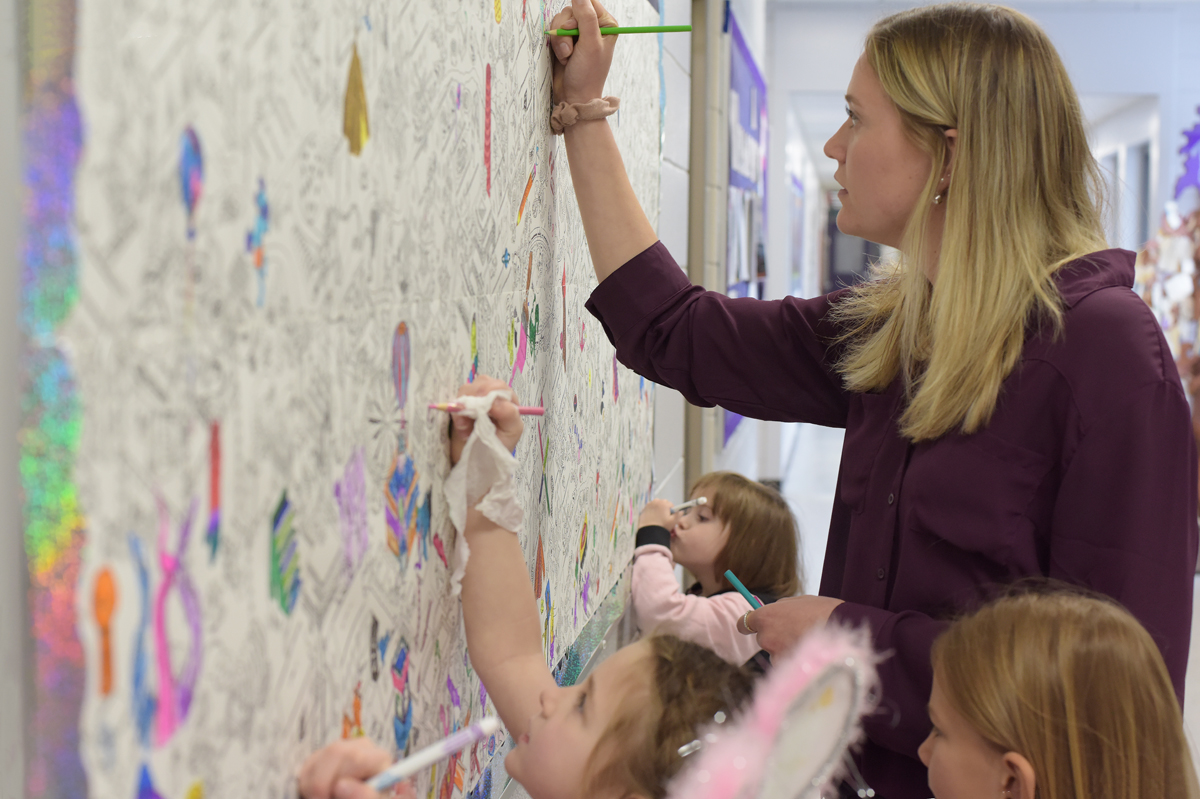 teacher candidate in a classroom at Tillicum elementary