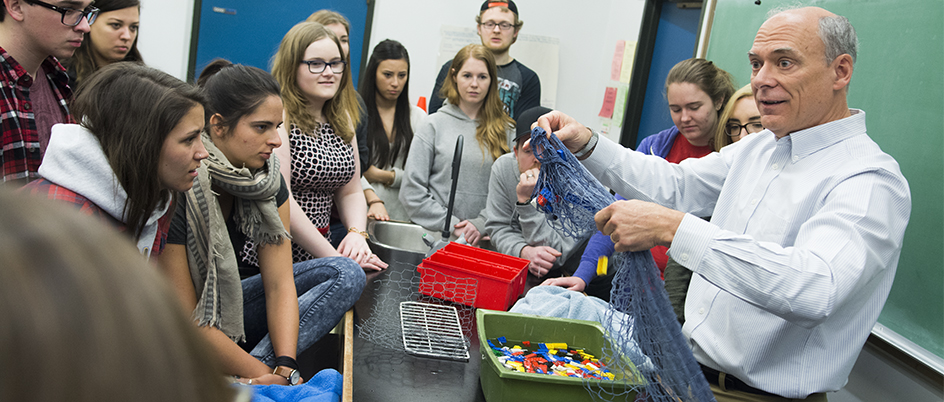 UVic professor David Blades with students