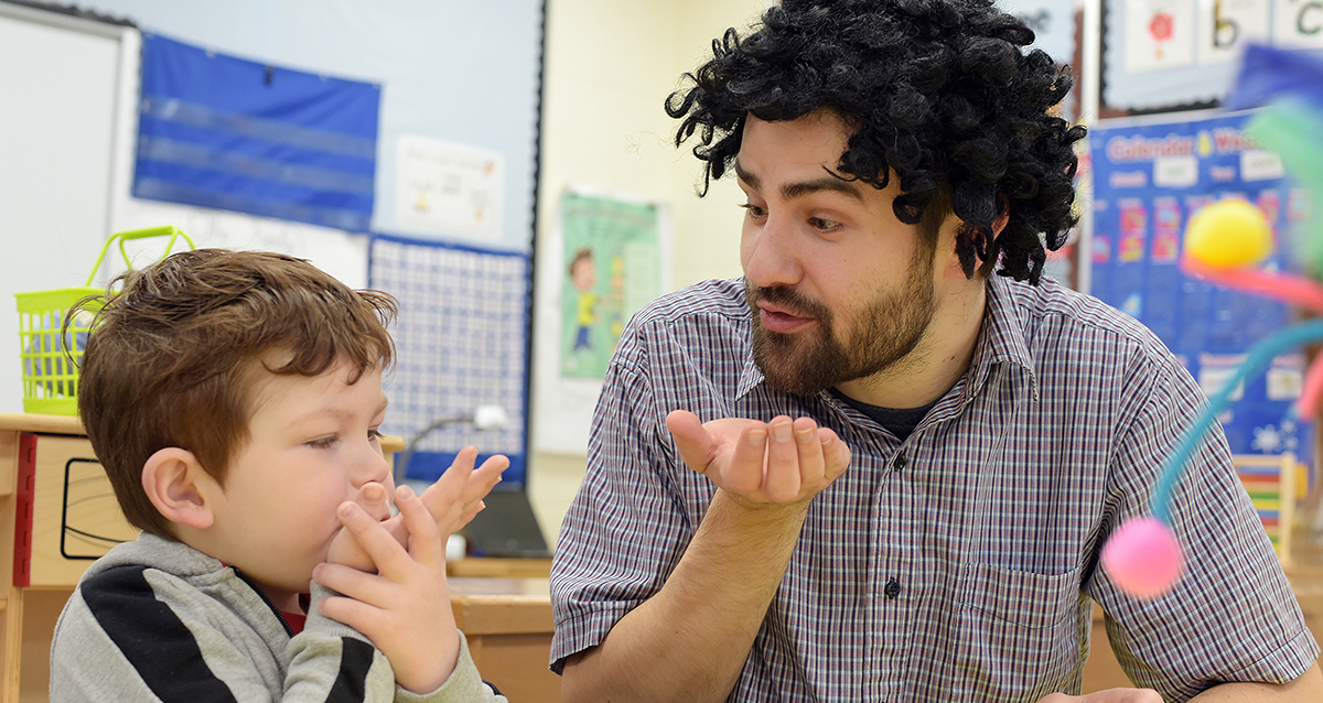 UVic teacher candidate helping in a classroom in Cranbrook, BC