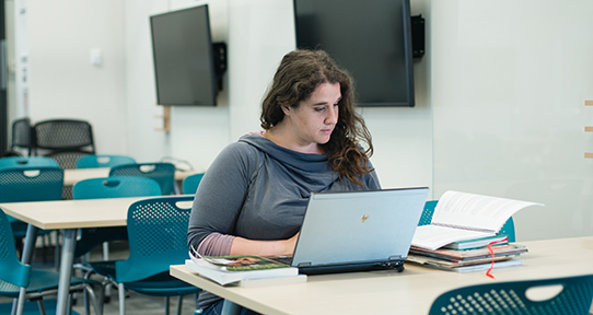 UVic student Dominique Rochefort studying