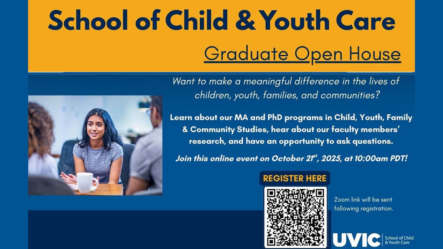 A graphic for the 2025 School of Child and Youth Care Open House.