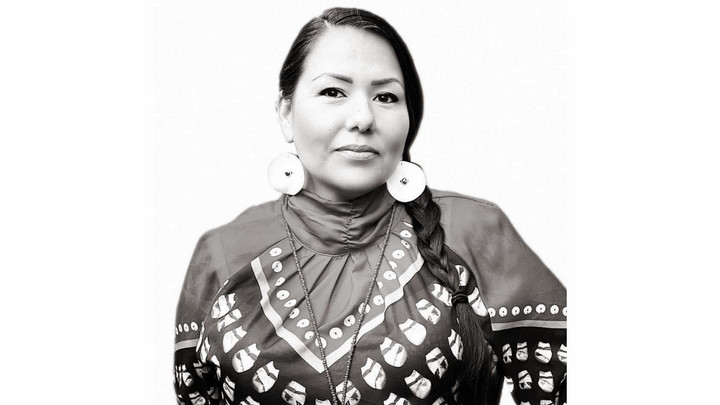 A black and white portrait of tipiziwin tolman