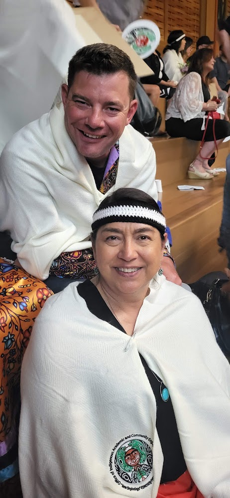 Joe and Lisa are pictured together at First Peoples House during their graduation ceremony.