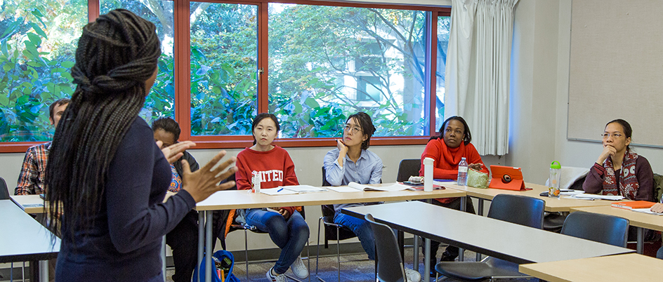 Student makes a presentation to a class