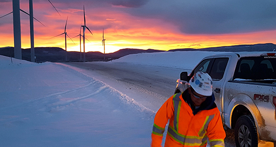Checking the turbines at BC’s largest wind farm in Tumbler Ridge, BC.