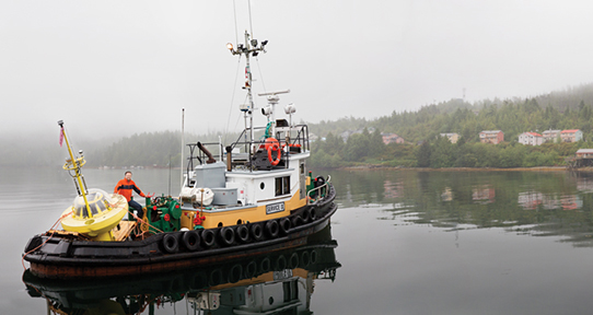UVic researcher Brad Buckham on a research vessel
