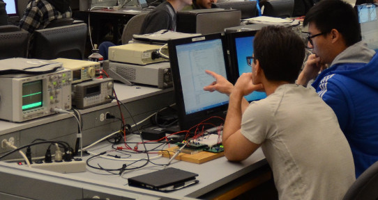 Working in a computer engineering lab