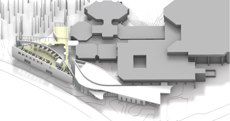 A 3-dimensional rendering of the NCIL with the roof visible.