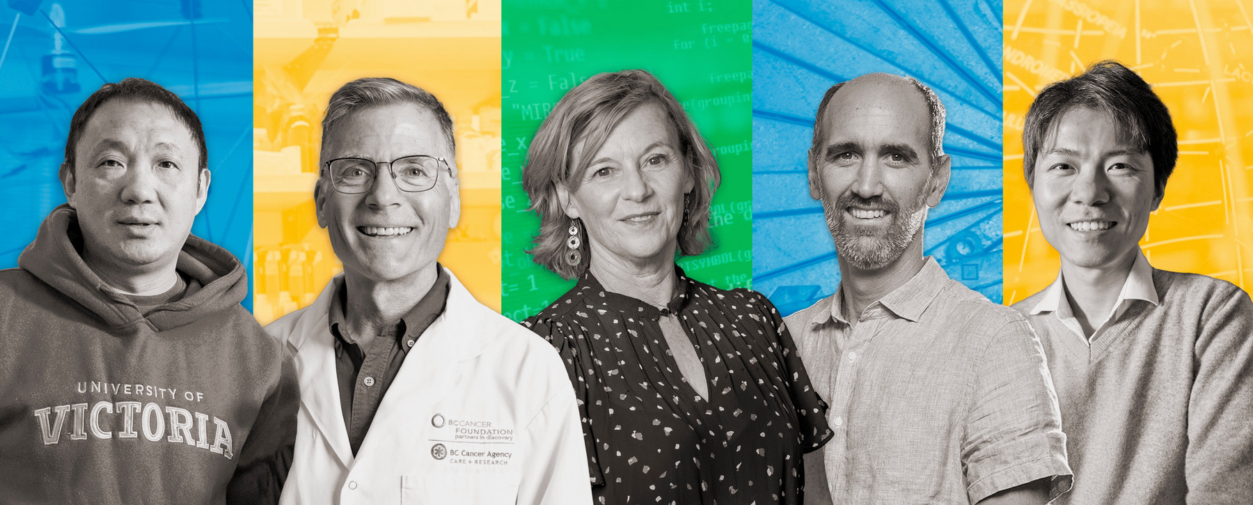 Collage image of 5 UVic faculty members.