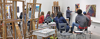 Students in an art classroom