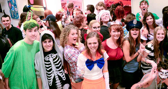 Group of students in costumes
