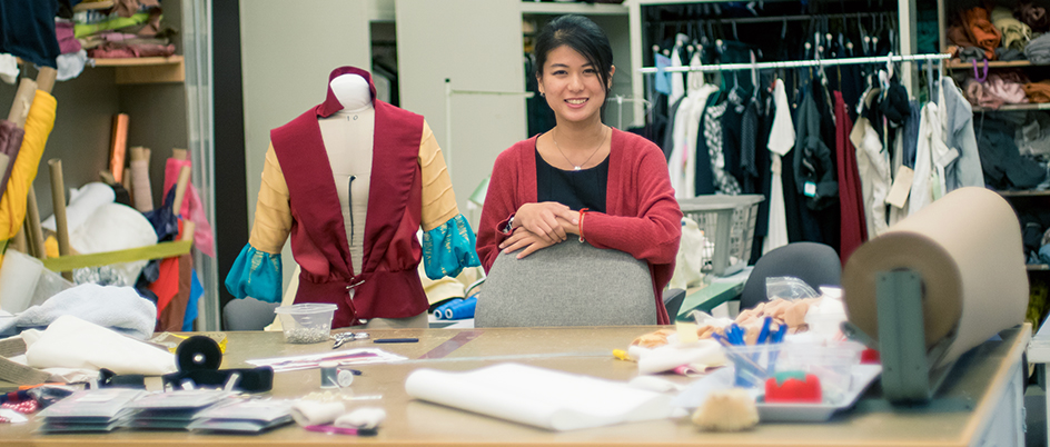 Michelle Ning Lo in a costume work space