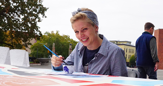 Mural painting in Centennial Square