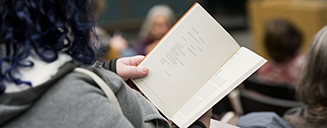 Student reading a book