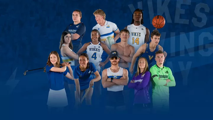 A collage of UVic Vikes athletes.