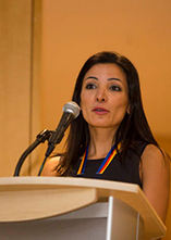 Leena at the podium