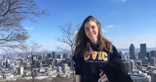 Jacqui Rutherford in UVic sweater