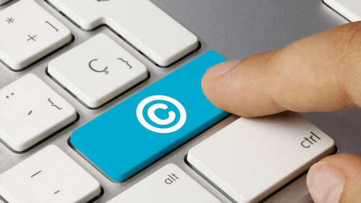 Keyboard with the enter button as a copyright logo