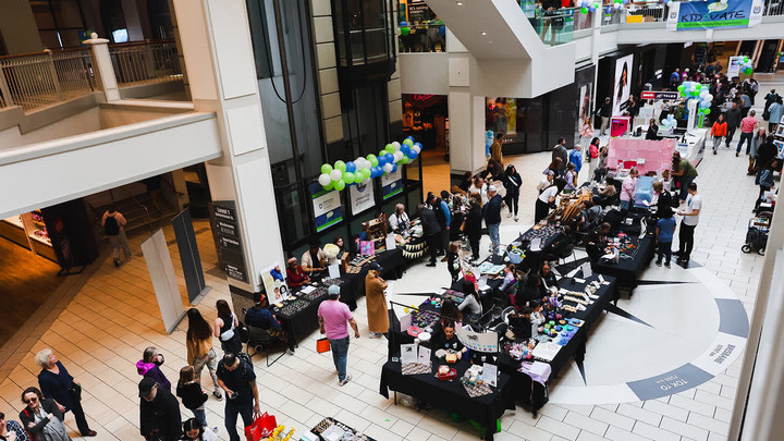 A view of tables from Kidovate looking down from above
