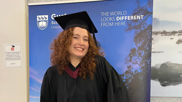 Mara Pappas on convocation in cap and gown