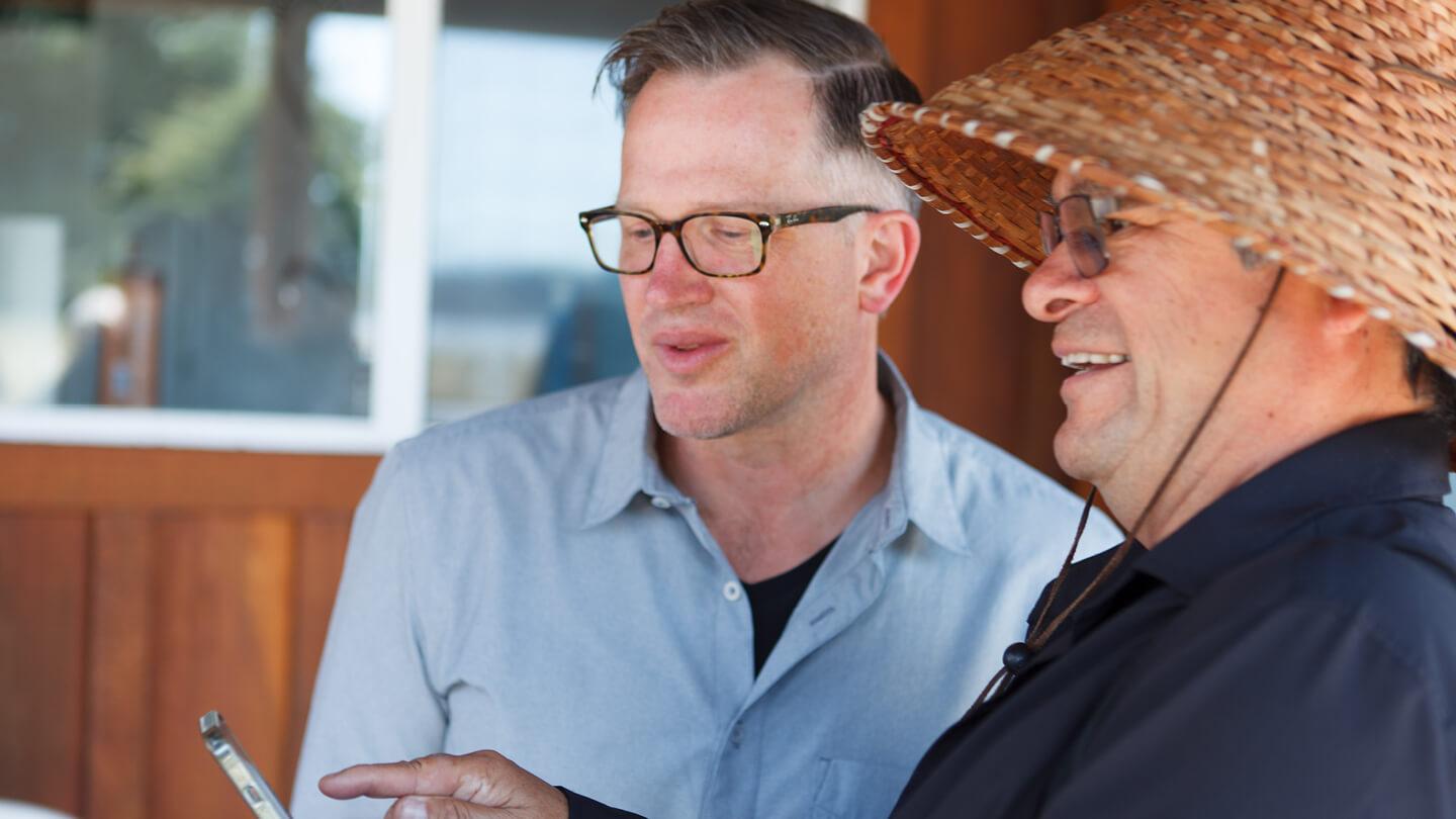 SSHRC Balance Co-Lab research partners Matt Murphy (Gustavson School of Business, UVic) and Chief Gordon Planes (T’Sou-ke Nation)