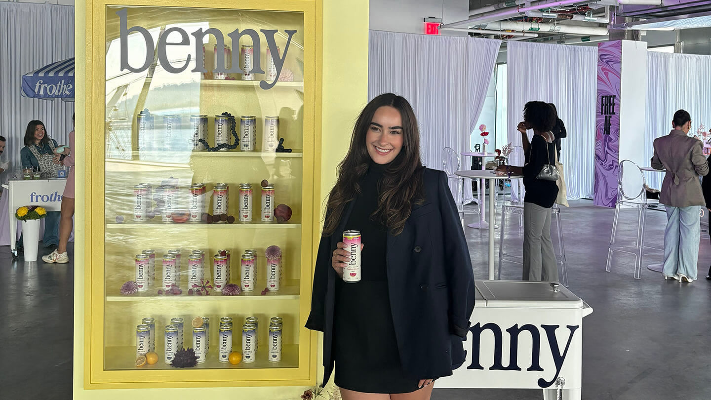 Paige Cey at a store with her drink Benny