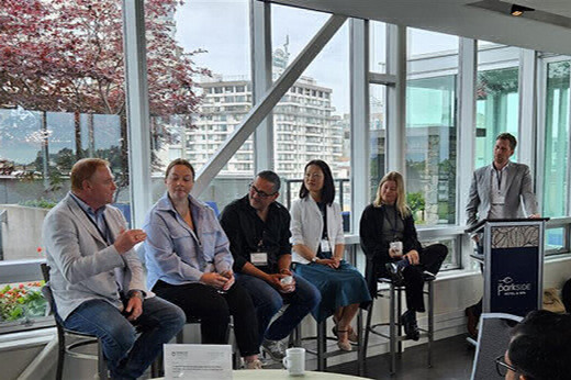 Panel speaking on the future of business education at a CRF dialogue event