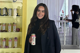 Paige Cey at a store with her drink Benny