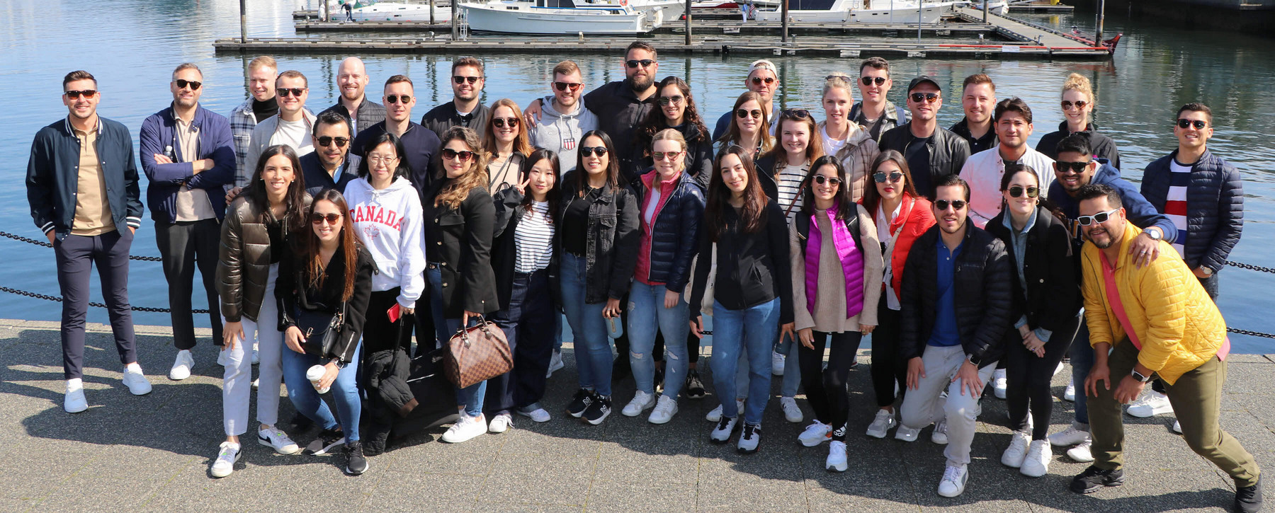 International students at Victoria's Inner Harbour