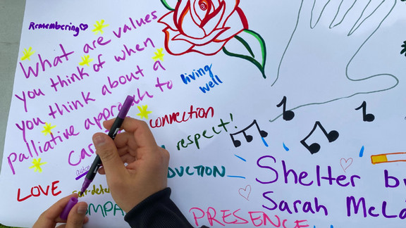 A poster depicts message about what palliative care means to people.