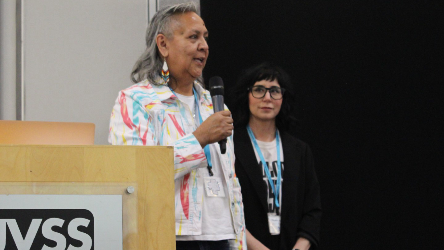 Raven Sinclair and Amanda LaVallee speak at Tâpwewin Symposium