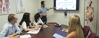 Students in a small classroom