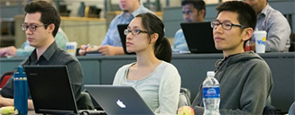 Students in a large classroom