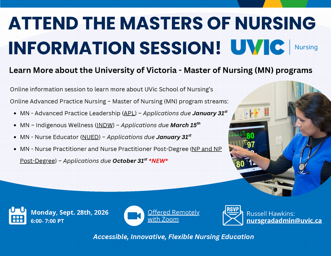 poster with details about the Masters of Nursing information session