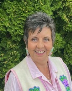 Lisa Bourque-Bearskin wearing a pink shirt