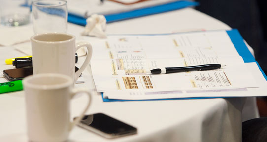Photo of items on table during a learning and development course