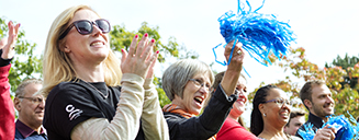 UVic staff members cheering