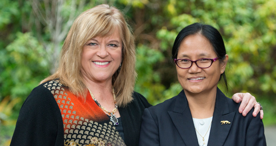 Dr. Jessica Ball (left) with Khin Mar Aung (right)